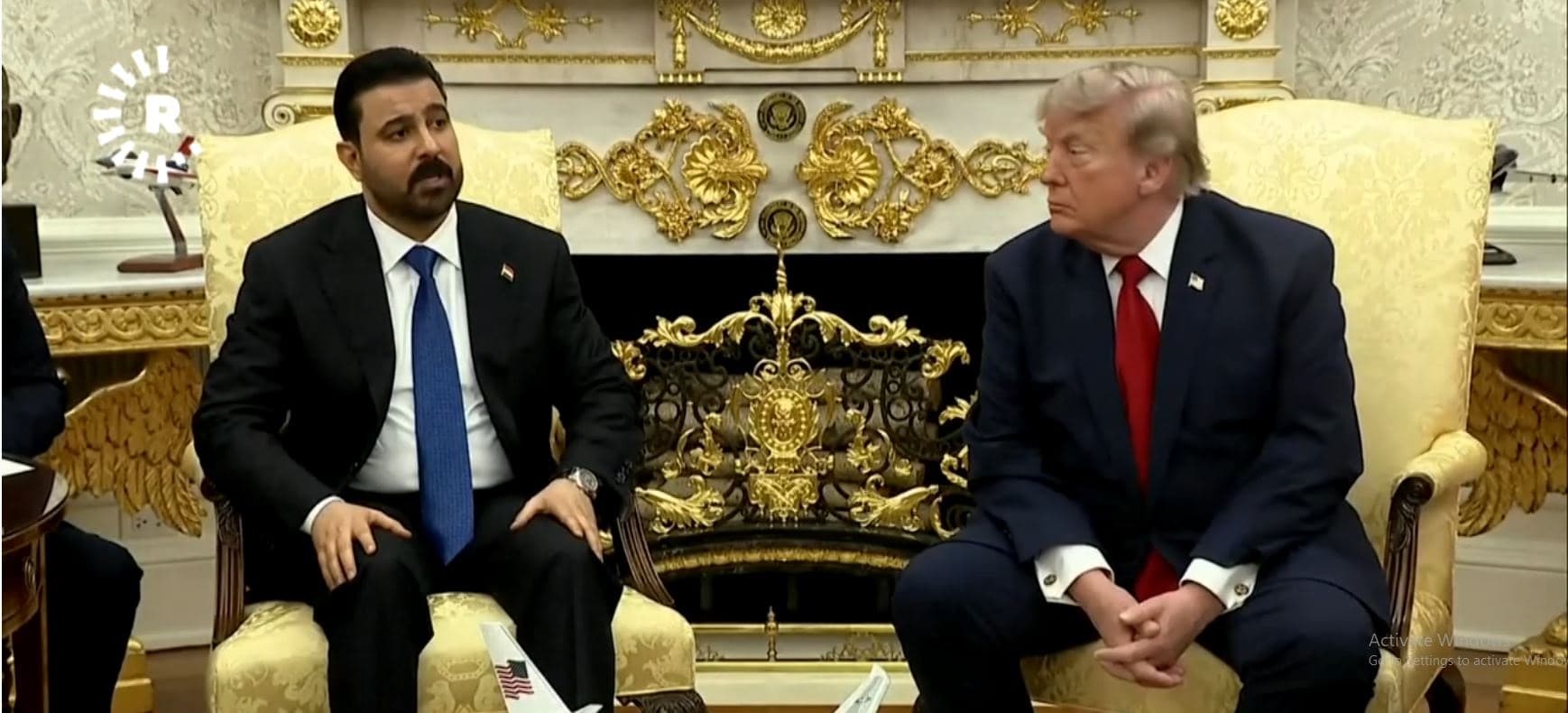 رئيس الوزراء العراقي، علي الزيدي، خلال مؤتمر صحفي مع الرئيس الأميركي، دونالد ترمب، في البيت الأبيض