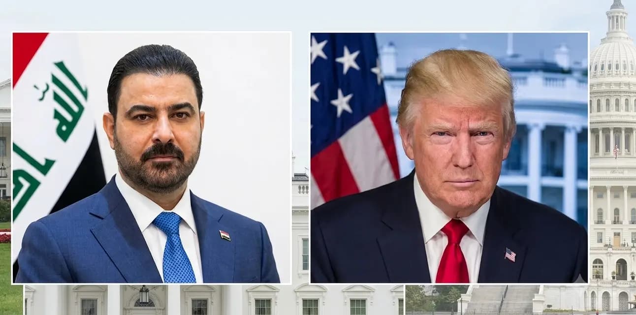 الرئيس الأميركي، دونالد ترمب، ورئيس الوزراء العراقي، علي الزيدي