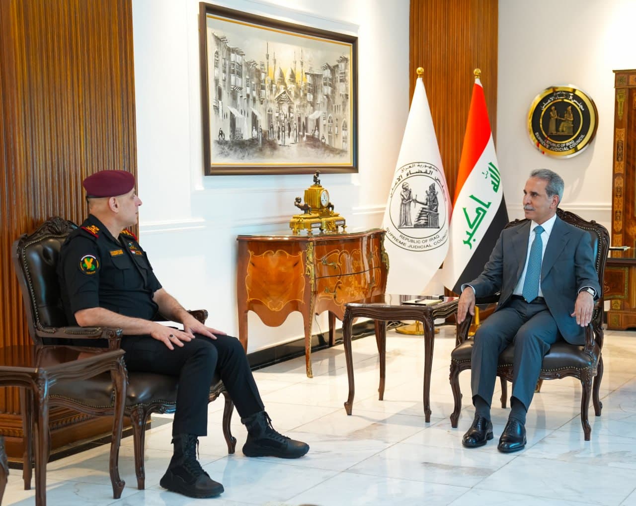 رئيس مجلس القضاء الأعلى فائق زيدان مع رئيس جهاز مكافحة الإرهاب الفريق الركن زيد حوشي الموسوي