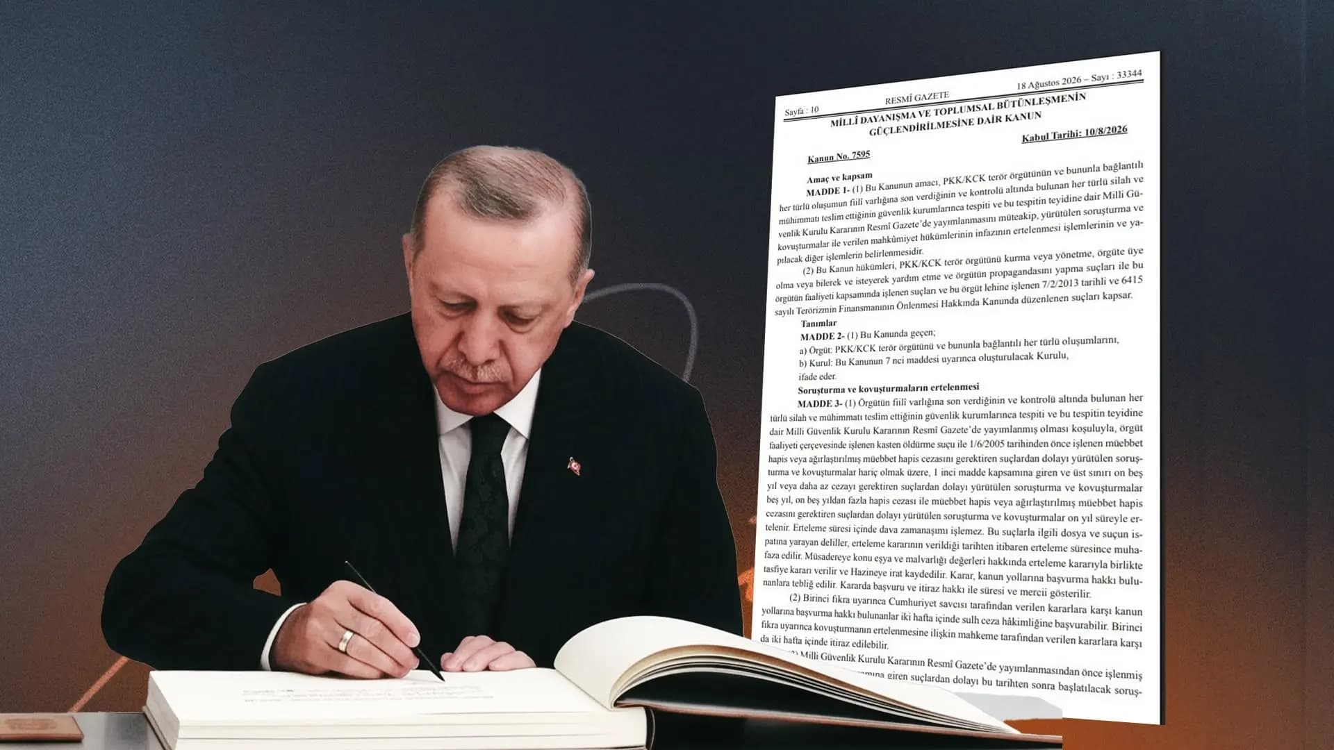 رجب طيب أردوغان أثناء مصادقة القانون