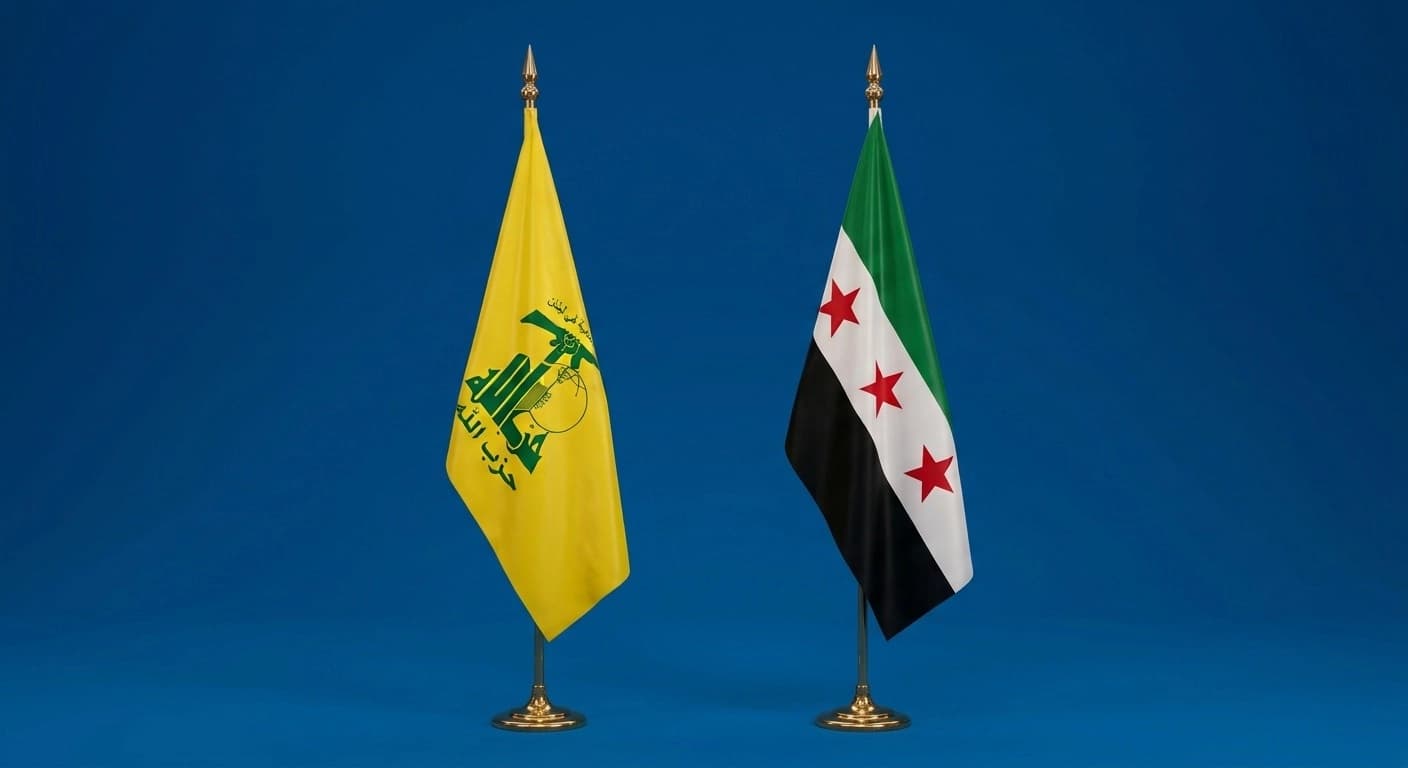 العلم السوري - علم حزب الله اللبناني